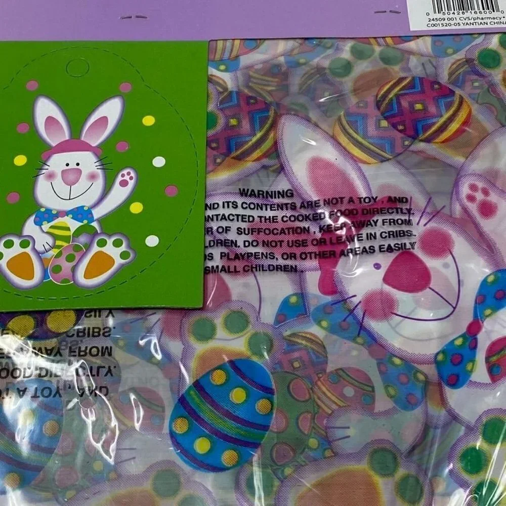 Vintage CVS Easter Basket Plastic Wrap Bags Gift Tags Presents